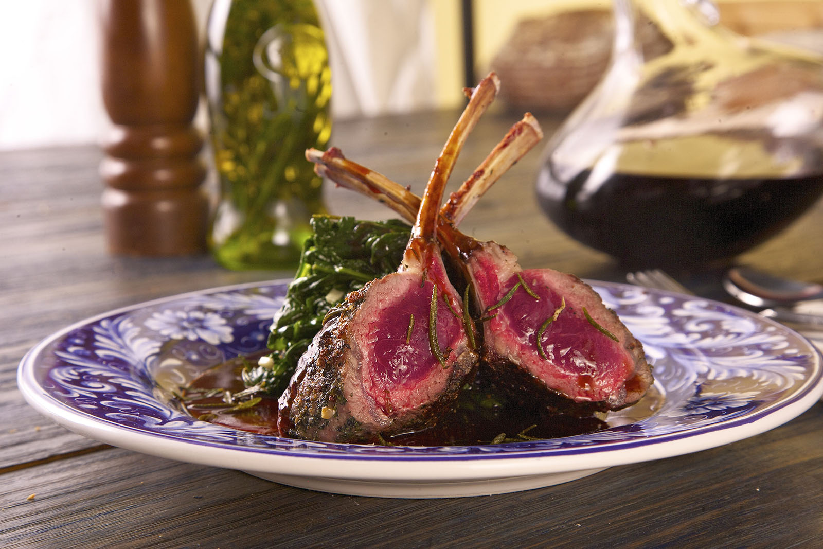 Rack of Lamb with rosemary leaves